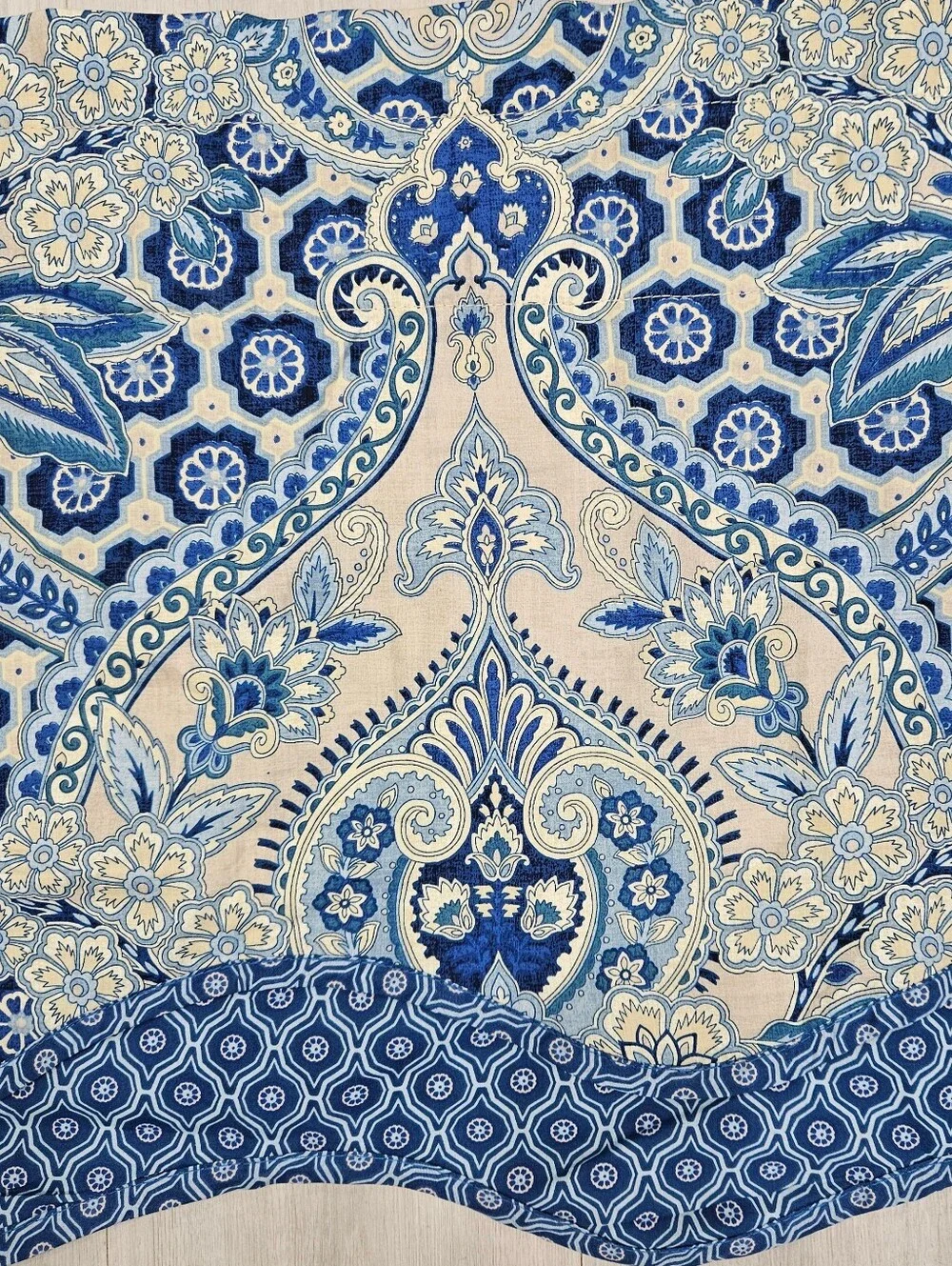 Waverly Moonlit Shadows Wave Valances Blue Medallion Floral Paisley 52x18